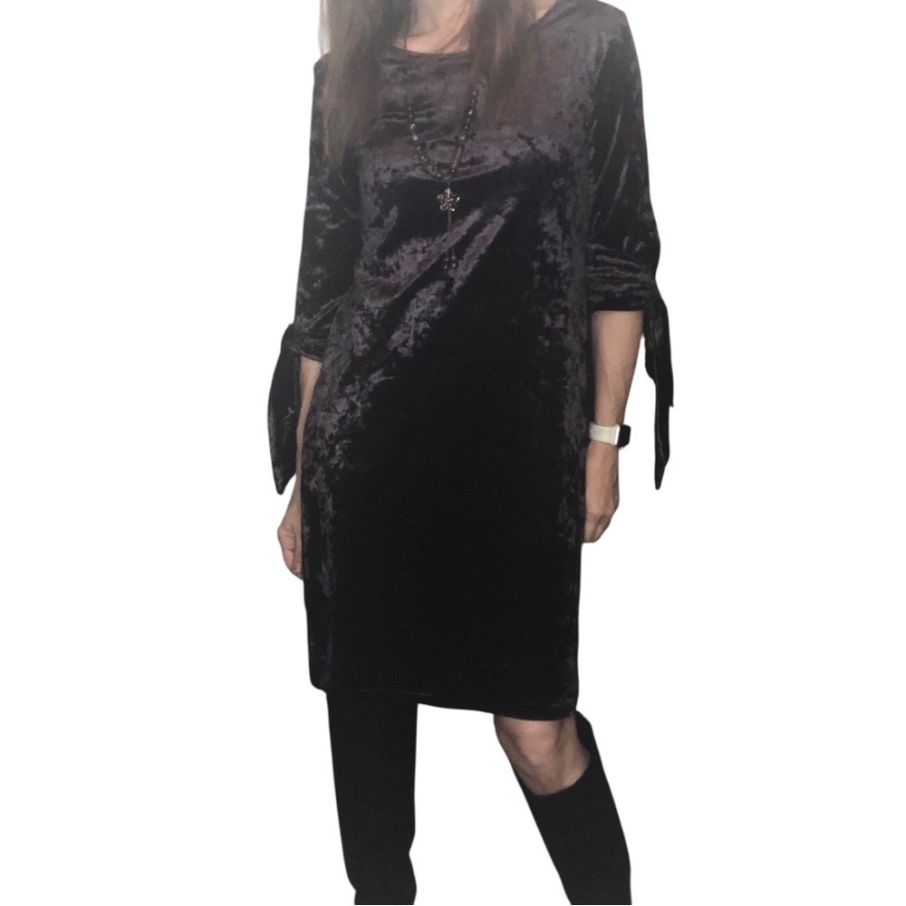 Vtg 90's Y2K Whimsigoth Fairycore Plum Purple Sz S Crushed Velvet Dress Party